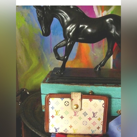 Auth Rare LOUIS VUITTON White Murakami Tresor Clutch Wallet Handbag Accessory LV - Picture 12 of 12